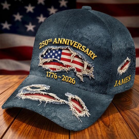 Custom USA 250th Anniversary Hat, Personalized American Flag Cap 1776-2026, Patriotic Gift for Men Women, Independence Day Hat