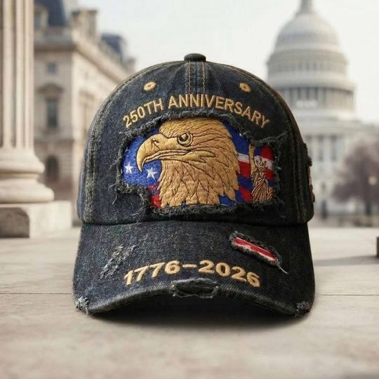 USA Eagle 250th Anniversary Hat 17762026, Patriotic Embroidered Baseball Cap, American Vintage Dad Hat