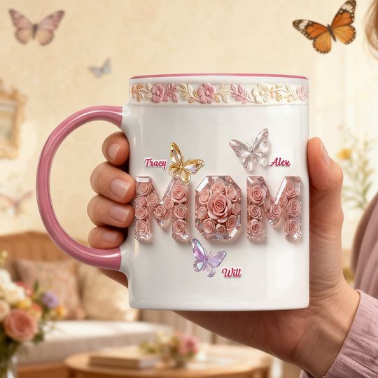 Discover Mom Floral Accent Mug - Personalized Gifts For Mom
