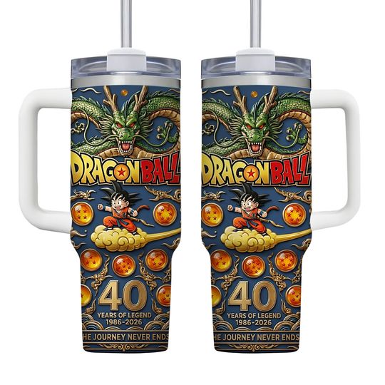 Dragon Ball 40th Anniversary Stainless Steel Tumbler with Handle (No Box, Only Tumbler)