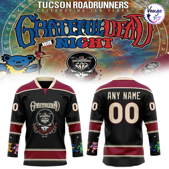 Discover Tucson Roadrunners Grateful Dead Night Custom Hockey Jersey