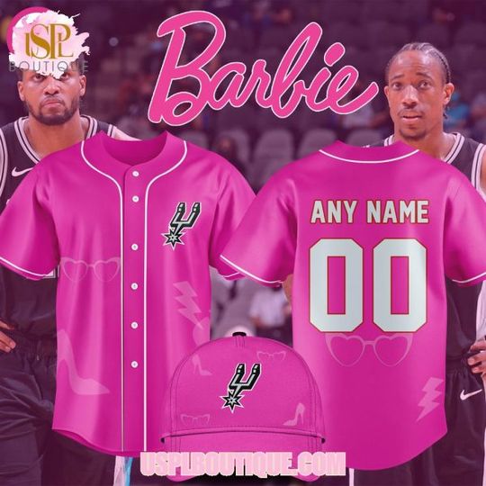 Custom San Antonio Spurs x Barbie Game Day 2026 Baseball Jersey
