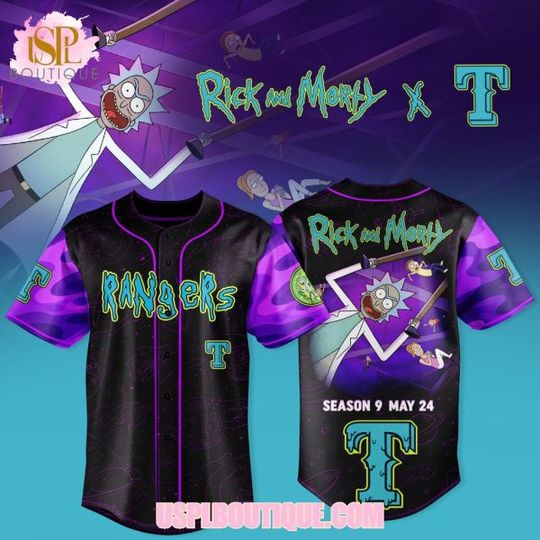 Texas Rangers x Rick And Rickandmorty Season 9 Baseball Jersey
