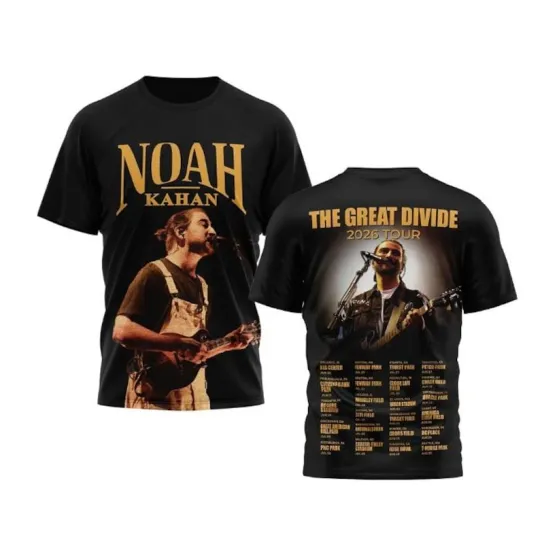 Discover Noah Kahan Tour 2026 3D T-Shirt Indie Folk Concert Fan Merch