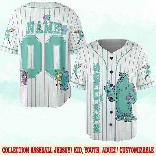 Discover Custom Monster Inc Disney Baseball Jersey Team, Personalized Disney Monster Baseball Jersey, Gift for Monster Inc Fans, Baseball Team NGPJ09