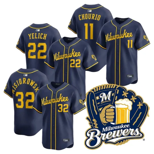 Discover Men's Brewerss Navy Collection Limited Printed Jersey S-3XL