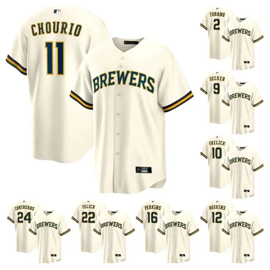 Discover Men's Brewerss Cream Collection Limited Player Printed Jersey S-3XL