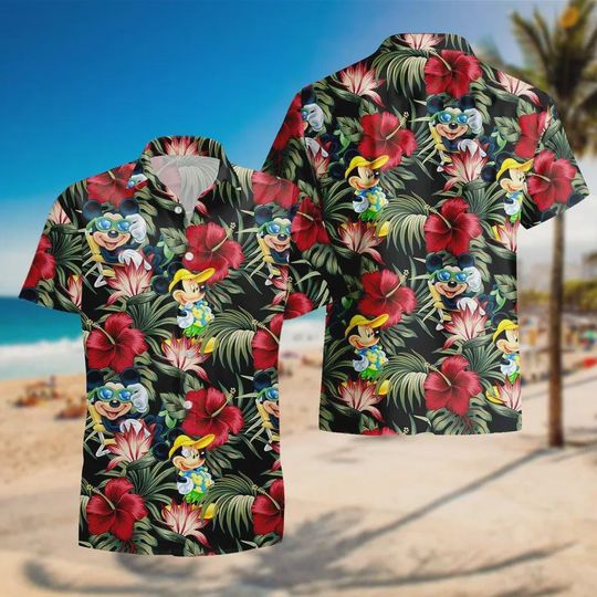 Discover Mickey Mouse Disney Beach Hawaiian Shirt, Funny Shirt Short Sleeve Button Down Shirt
