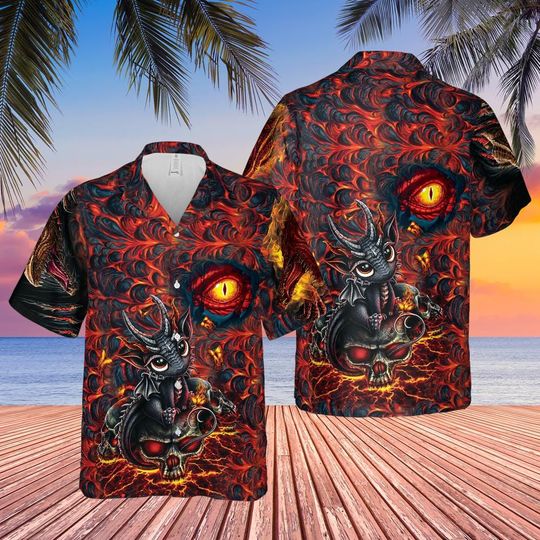 Discover Dragon Skull Lava hawaiian shirt