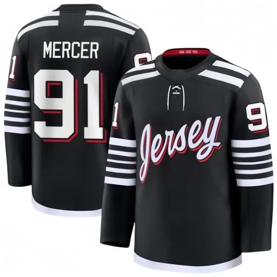 Discover Custom Men's #91 Mercer Black Alternate All Stitched Jersey Sz S-6XL