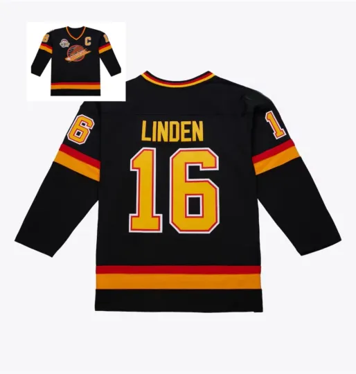 Discover Men's #16 Linden Black 1994-95 Power Play Player All Stitched Jersey Sz XS-6XL