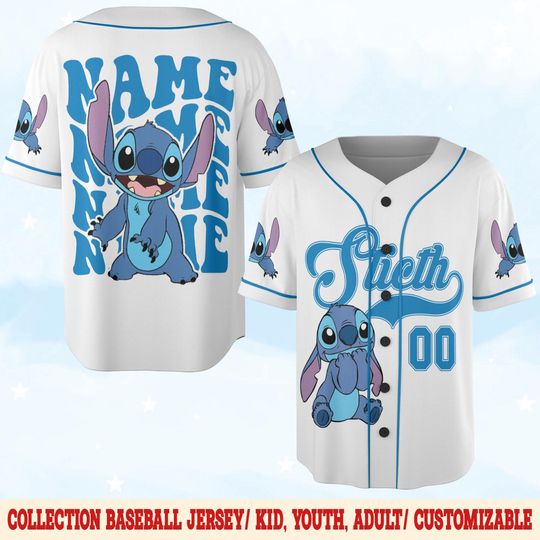 Discover Custom Disney Lilo and Stitch Stitch Baseball Jersey, Disney Stitch Gift for Kids, Disney Birthday Gift, Gift For Baseball Fans