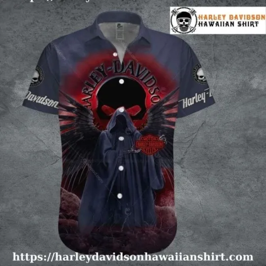 Discover Dark Reaper Wings Harley Motor Racing Davidsonn Aloha Shirt, ,S-5XL