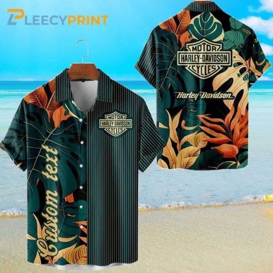 Discover Personalized Harley Motor Racing Davidsonn Tropical Monstera Leaf Hawaiian Shirt