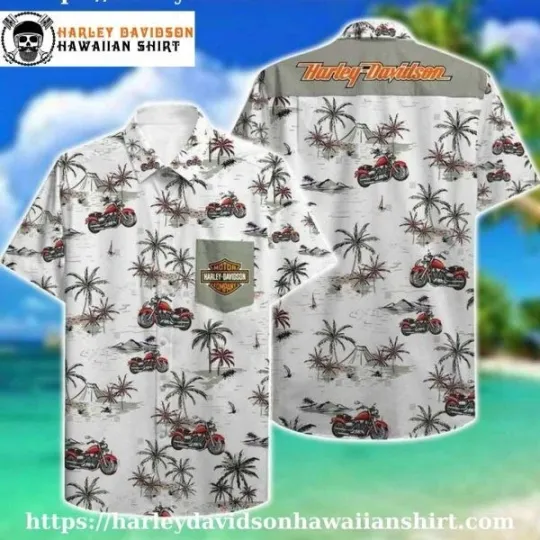 Discover White Island Ride Harley Motor Racing Davidsonn Hawaiian Shirt for Men