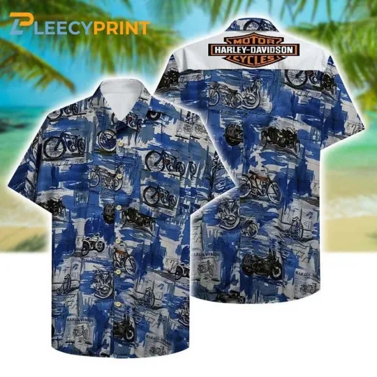 Discover Harley Motor Racing Davidsonn Vintage Motorcycle Hawaiian Shirt