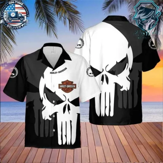 Discover Motorcycle Black Aloha Shirt – Motorcycle Hawaii