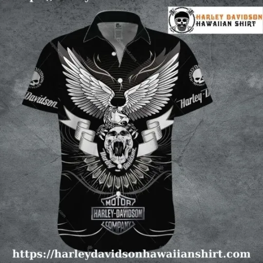 Discover Winged Skull Art Harley Motor Racing Davidsonn Aloha Shirt for Men
