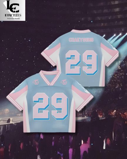 Discover Custom Name & Number Kpop Mix Mesh Croptop Jersey, Personalized Twice Pink Blue Mesh Jersey, Uniform Style Fan Gear, Athletic Concert Top