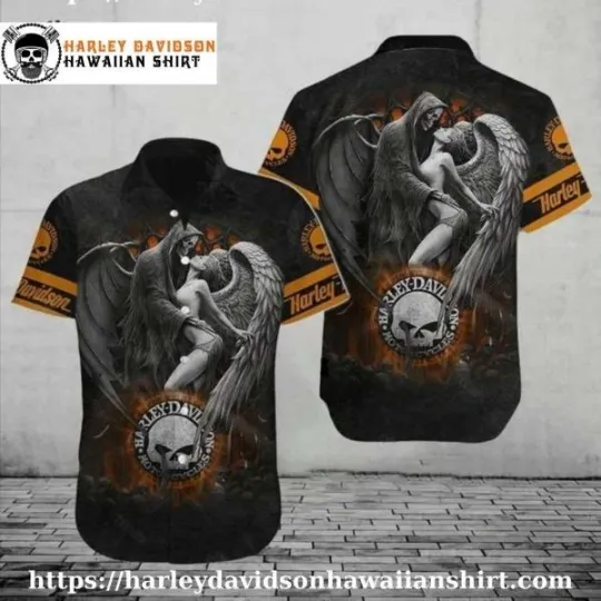 Discover Grim Reaper Angel Harley Motor Racing Davidsonn Davidson Aloha Shirt for Men