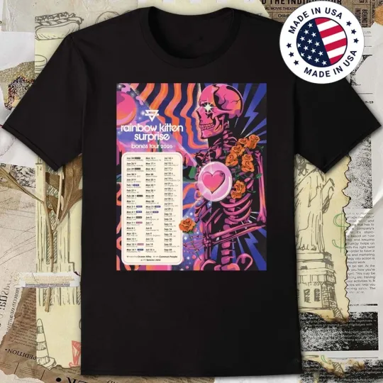 Discover Rainbow Kitten Surprise 2026 Bones Tour T Shirt