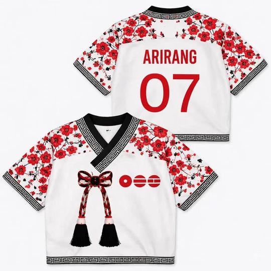 Discover Custom Kpop World Tour Jersey 2026, Personalized Arirang Music Shirt, Hanbok Style Crop Top Mesh Jersey, Kpop Concert Outfit, Fan Merch Gift