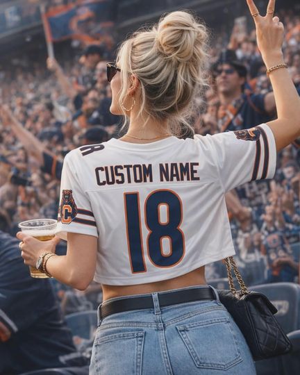 Discover Custom Women Crop Top Jersey, Personalized Bear Fan Shirt, Sports Mesh Tee, Cute Team Gift for Her