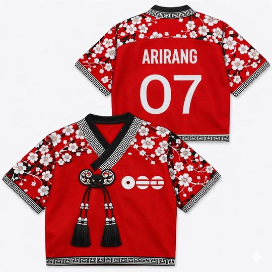 Discover Custom BTS Kpop Music Word Tour Jersey, Personalized World Tour Crop-top Hanbok Style Mesh Jersey, Kpop Merch for Fan, 2026 Concert Outfit 2