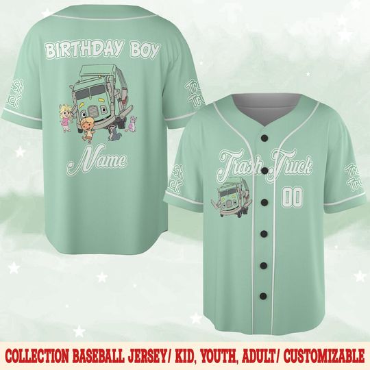 Discover Trash Truck Baseball Jersey for Kids, Personalized Hank Trash Truck Jersey Tee, Birthday Party Family Matching Jersey Boy Girl Gift