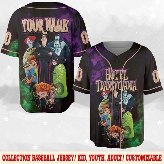 Personalized Disney Hotel Transylvania Baseball Jersey, Hotel Transylvania Birthday Family Jersey, Halloween Birthday Costume