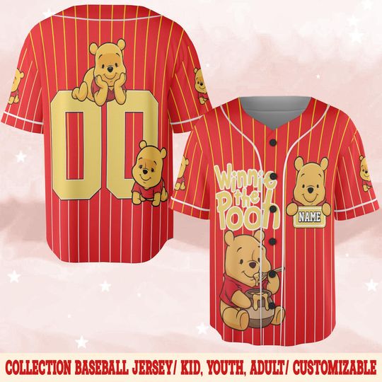 Discover Custom Winnie the Pooh Collection Baseball Jersey, Disney Winnie the Pooh Movie Shirt, Pooh and Friends Matching Disney Trip Shirt