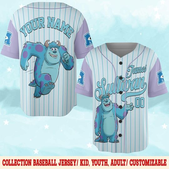 Discover Custom James Sullivan Monsters Inc Baseball Jersey, Monsters Sullivan Shirt, Disney Baseball Team Outfit, Disney Birthday Gift
