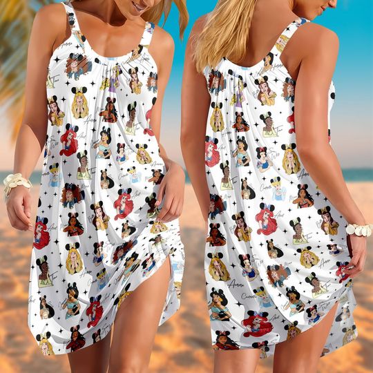 Discover Disney Character Princess Sling Dress, Watercolor Magic Castle Princess Dress, Disney Princess Signature Sketch Dress, Disneyland Dress