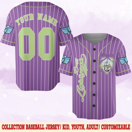 Discover Custom Disney Toy Story Buzz Lightyear Baseball, Custom Kids, Youth, Adult Disney Baseball Jersey, Cute Pixar Toy Story Gift For Fan