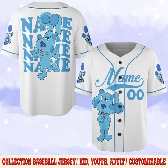 Discover Personalized Blue's Clues Baseball Jersey, Custom Birthday Shirt for Kids, Blue Dog Jersey for Boys & Girls, Family Matching Party