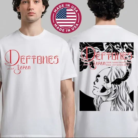 Discover Deftone Japan Tour 2026 T-Shirt Tokyo Osaka Event Poster Art Two Sided Tee