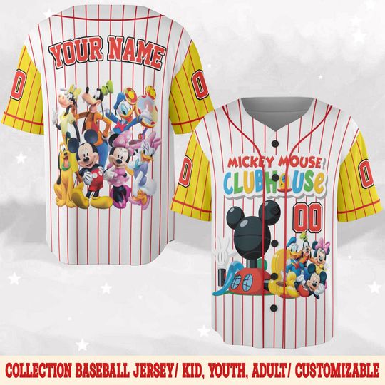 Discover Mickey Mouse Clubhouse Baseball Jersey, Personalized Disney Shirt, Family Vacation Outfit