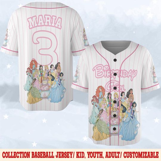 Discover Personalize Disneylan Princess Castle Baseball Jersey, Custom Kid Youth Adult Baseball Jersey, Custom Disney Birthday Gift