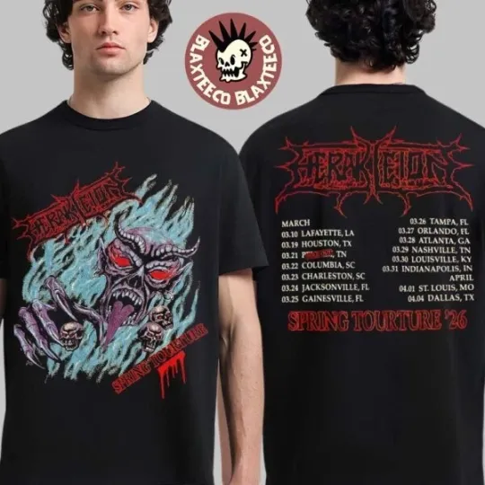 Discover Herakleion Spring Tourture 2026 North America Tour Merch Flame Demon T-Shirt