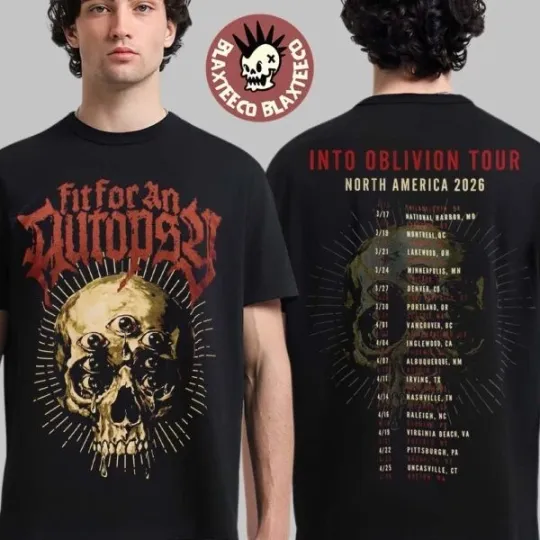 Discover Fit For An Autopsy Into Oblivion Tour North America 2026 Merch Tee Skull T-Shirt
