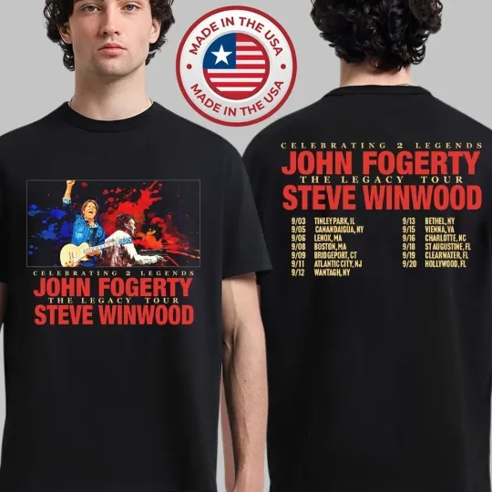 John Fogerty With Steve Winwood Celebrating 2 Tour 2026 T-Shirt