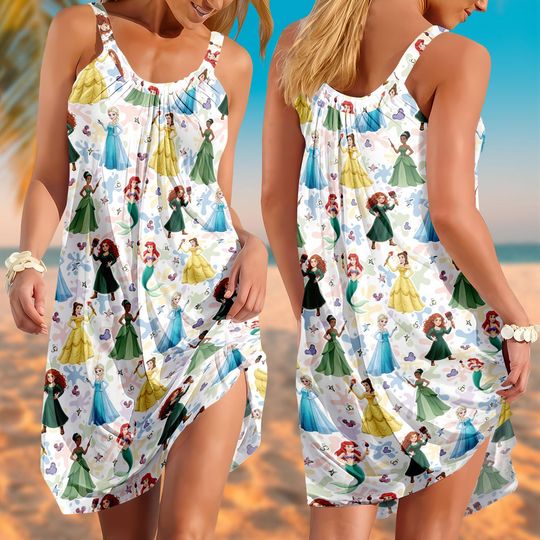 Discover Disney Princess Sling Summer Dress, Disney Epcot Art Festival Dress, Belle Ariel Elsa Cinde Dress, Walt Disneyworld Painter Dress