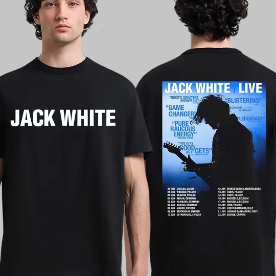 Discover JackWhite Live In Europe 2026 Tour Schedule Dates Two Sided T-Shirt
