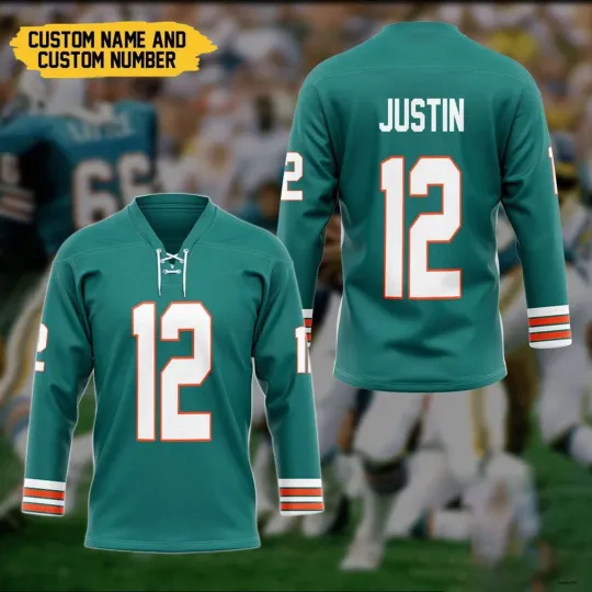 Discover Personalized Miami Dolphins Hockey Shirt Classic Style Unisex Fit Fan Gear