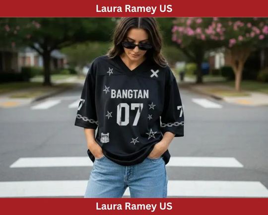 Discover Black 07 Debut Era Jersey, Kpop Inspired Football Shirt, Korean Pop Fan Apparel, Concert Outfit, Streetwear Fan Gift