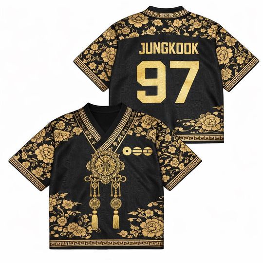 Discover Persionalized BTS Kpop Music Word Tour Jersey, World Tour Hanbok Style Mesh Jersey, Kpop Merch for Fan, Army 2026 Concert Outfit (long ver)