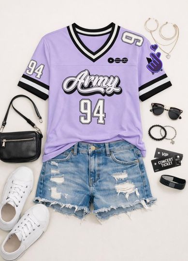 Discover Personalized K-Pop Jersey Shirt | Purple Army World Tour Outfit | Concert Merch