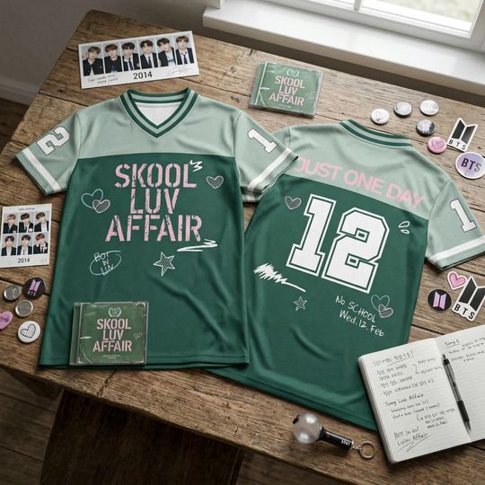 Discover BTS Skool Luv Affair Themed Basketball Jersey, 2026 World Tour BTS Merch Shirt, Bangtan 2026 Comeback V-neck Tops, Football Game Day Outfit