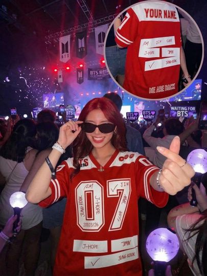 Discover BTS Football Jersey Shirt, Custom BTS Merch Jersey Shirts, BTS Jerseys For Teen Girl Football Kpop Fan, World Tour 2026