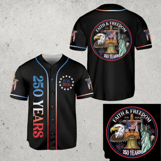 Discover America 250 Years 1776 2026 Baseball Jersey